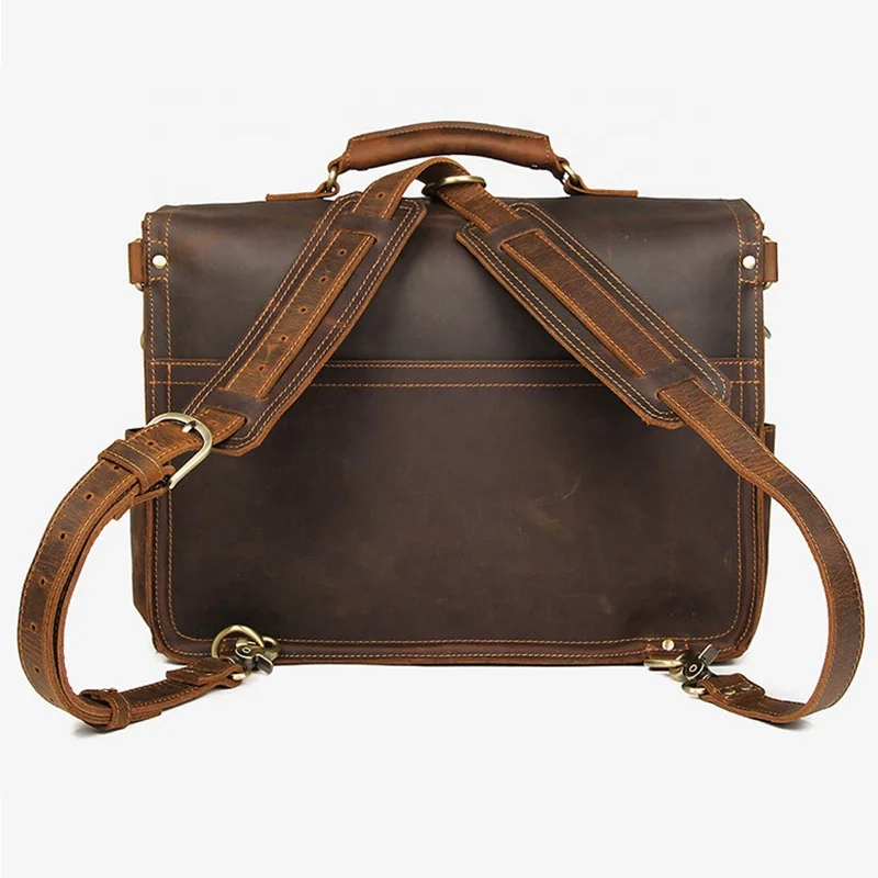 Мужской портфель из натуральной кожи, большой рюкзак из коровьей кожи, сумка-тоут через плечо, Прямая поставка, деловая сумка из кожи Crazy Horse