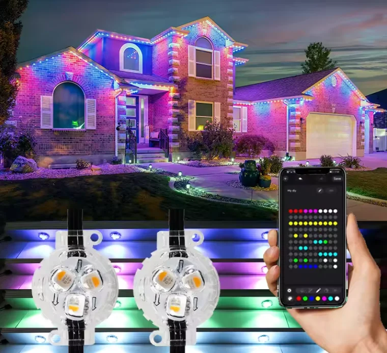 Holiday LED Pixel Point Light  DC12V/24V 5050 RGBW Chasing Light Round 30mm Smart Christmas Permanent Residential Light