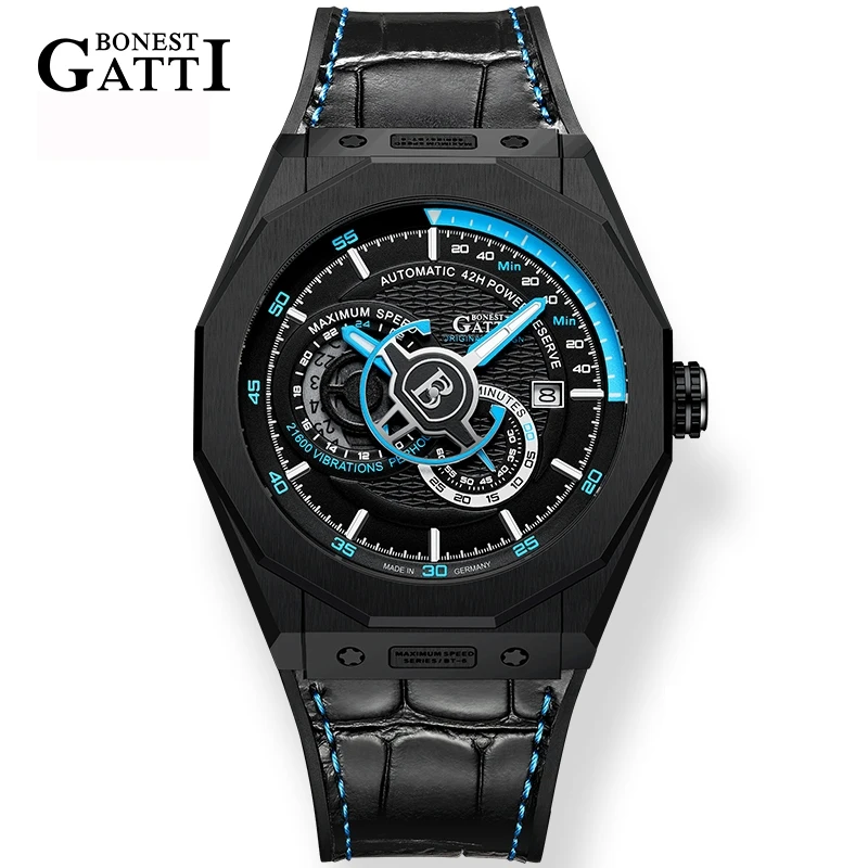 2020 New luxury Top Brand Leather Casual Men Sport Waterproof Clock Black wristwatches