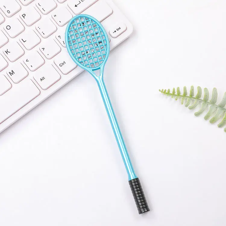 Cute Tennis Racket Shape Writing or Decoration Gel Ink Pen for Home Office School Student Black  0.38 mm Tip 4 Colors Casing