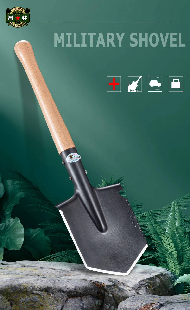 Light Weight Wood Handle Car Emergency Shovel Garden Outdoor Shovel OEM Customized Survival Shovel