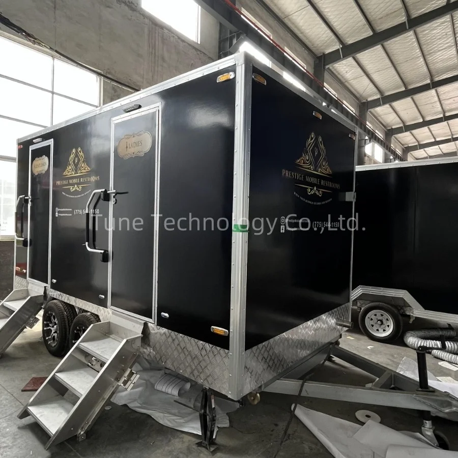 luxury Portable Toilet Trailers With Wheel Mobile Restroom Truck Custom White Toilet Trailer