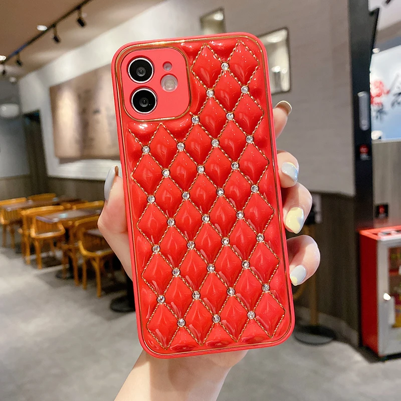 PC Phone Accessories TPU Back Cover with Diamond Electroplated Mobile Cases for iphone 11 12 13 pro max