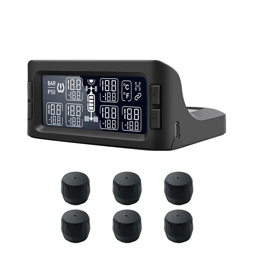 CAREUD Factory Digital Tire Pressure Monitoring System (TT Model) 199Psi 6 Wheels External Sensor for RV Truck Trailer Bus