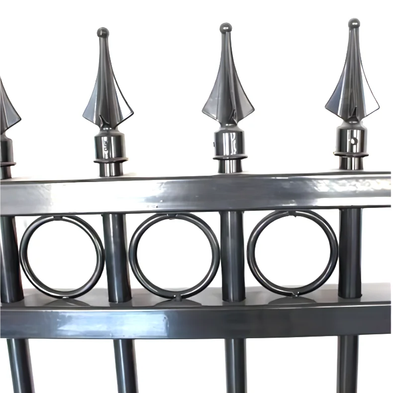 Outdoor Garden Security Powder Coated Steel Tubular Fence Wrought Iron Fence Panels Wrought Black Steel Picket Fence