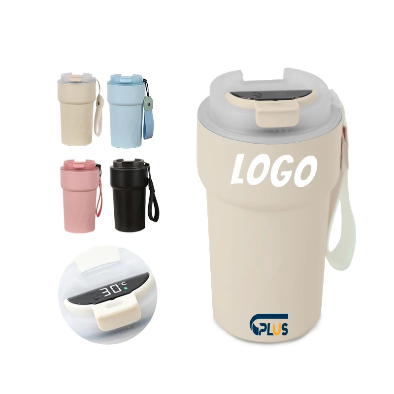 New Design Temperature Display Stainless Steel Cold Insulation Vacuum Cup Portable Car Carry 304 Water Bottle Coffee Cup