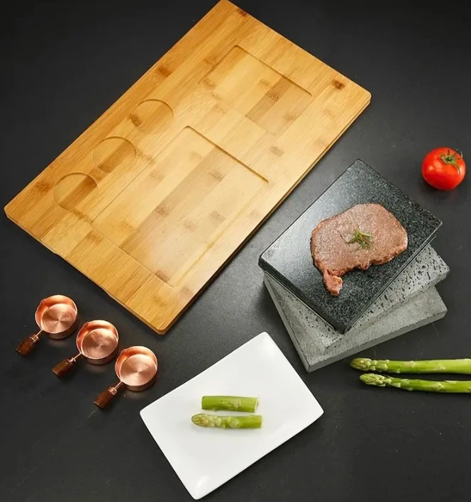 Hot sale cookware granite steak plate stone cookware plate hotel tableware set home steak stone cooking set hot lava stone