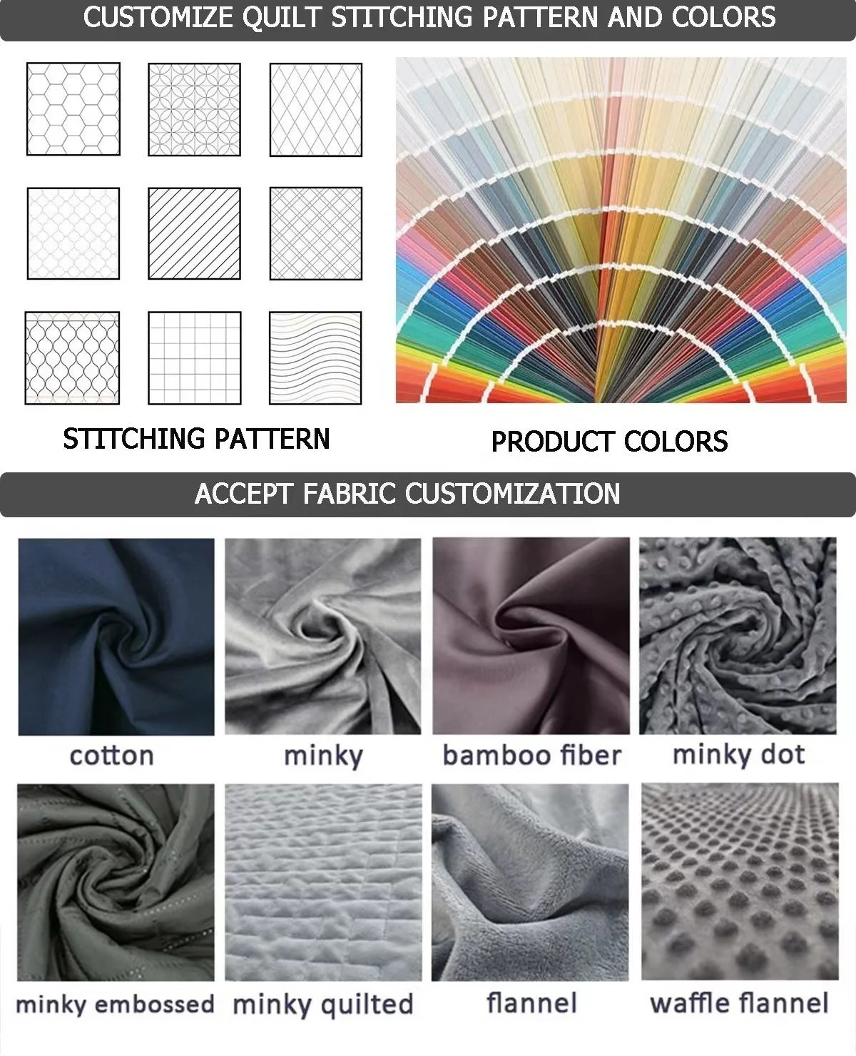 Factory Cheap Price Custom Weighted Blanket Adult Glass Beads Cotton Double Side 15lbs Heavy for Home and Hotel