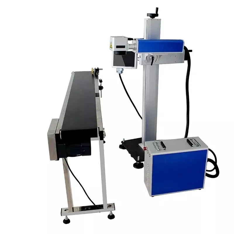 CO2 UV Fiber online flying laser marking machine optical fiber with Conveyor belt laser marking machine price