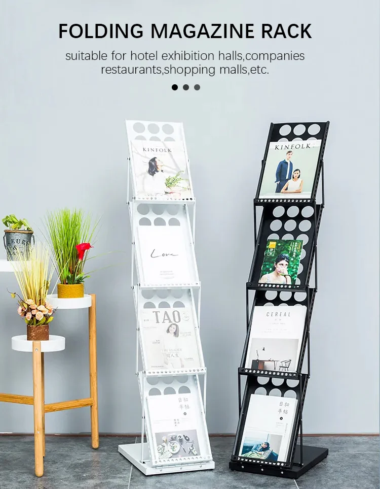 A4 Size Folding Catalog Holder Aluminum Frame Magazine Exhibition Display Brochure Stand Promotion Display Advertising Display