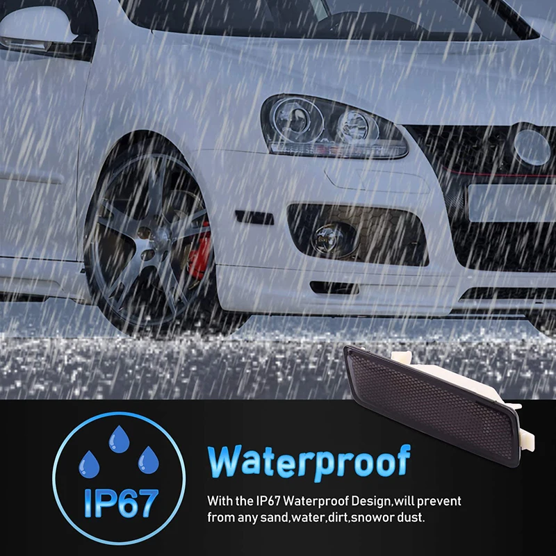 Front Bumper Side Marker Lights Turn Signal Lamps Lens For VW Golf 5 G-T-I Je-tta MK-5 2005-2009 1K5945071A 1K5945072A (Black)