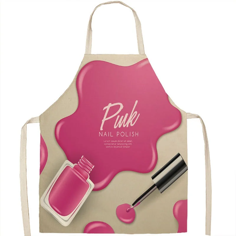 Nail polish Lipstick Kitchen  cotton linen apron bib Home cleaning bib Home cooking picnic