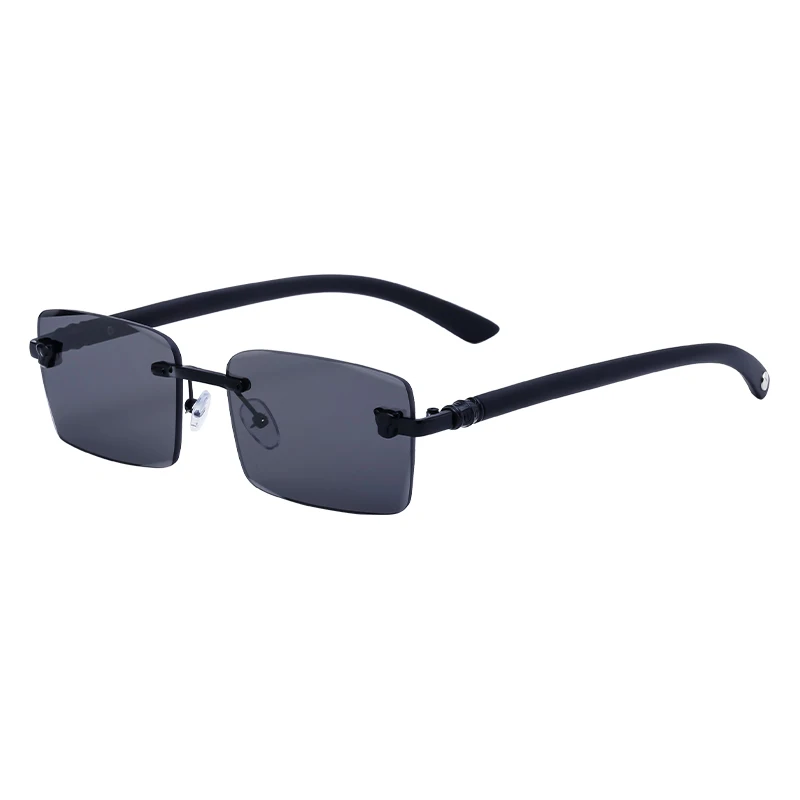 Fashion Leapord Rimless Sunglasses With Carved Oblong Lenses And Rods Legs Men Sun Glasses Wholesale