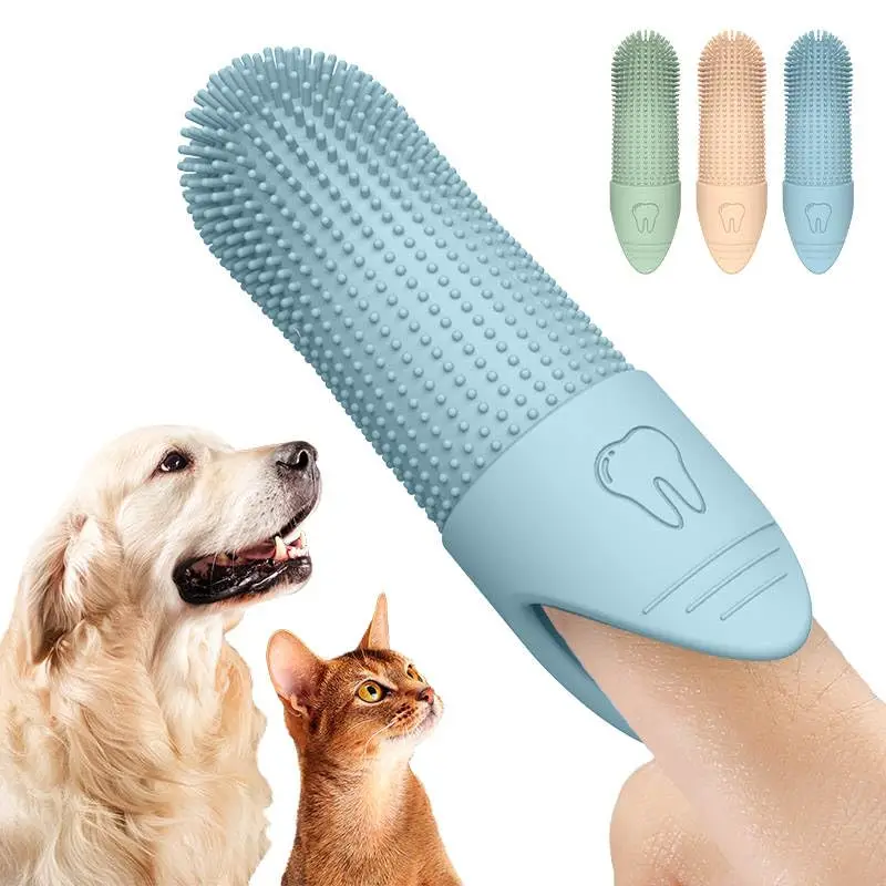 Wholesale 360 Degrees Teeth Cleaning Tooth Brushing Kit Dental Care Pet Puppy Cat Dog Finger Toothbrush