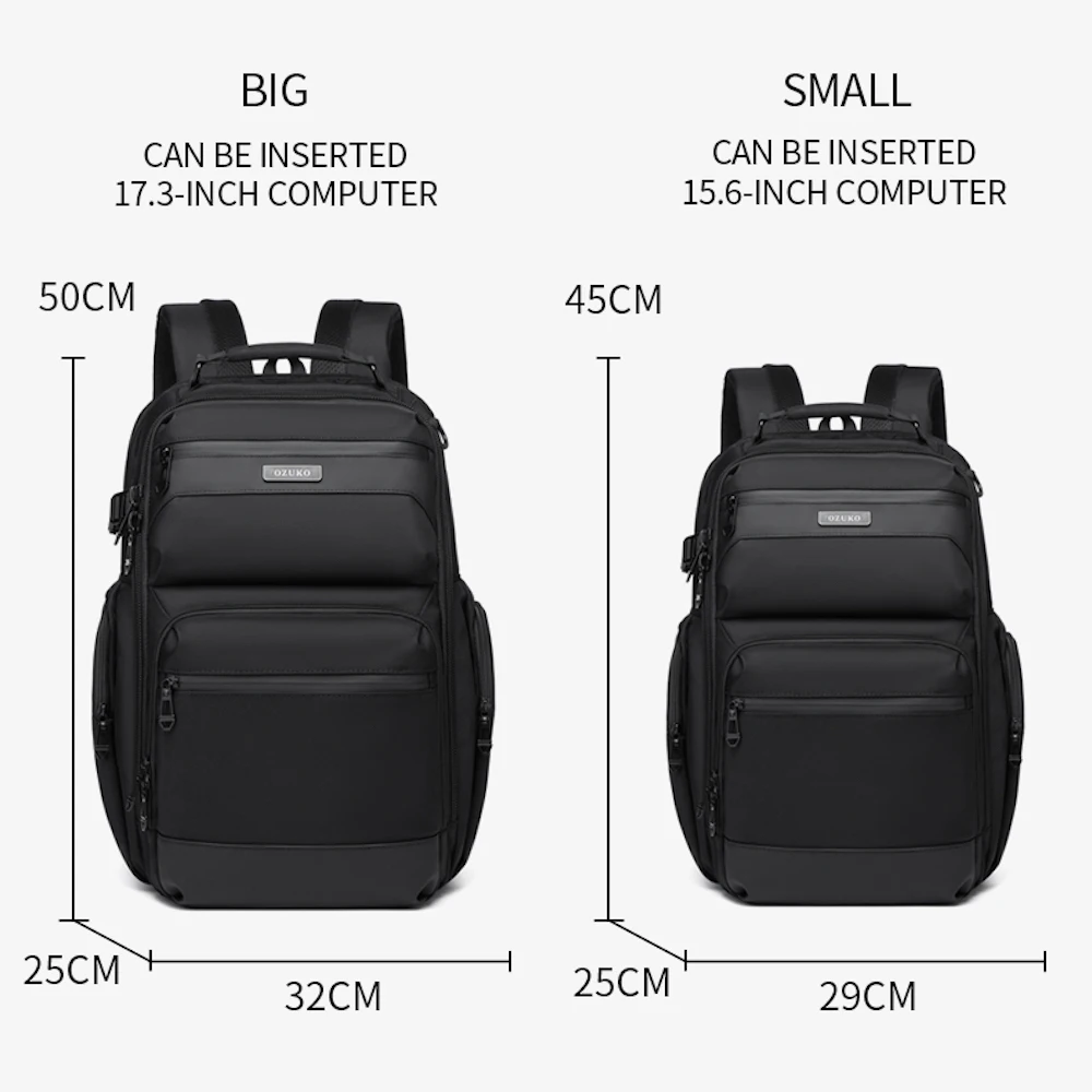OZUKO 9770  Travel Polyester Laptop Backpacks for men waterproof 2024 Hot Item Lightweight Casual School Bag Business Backpack