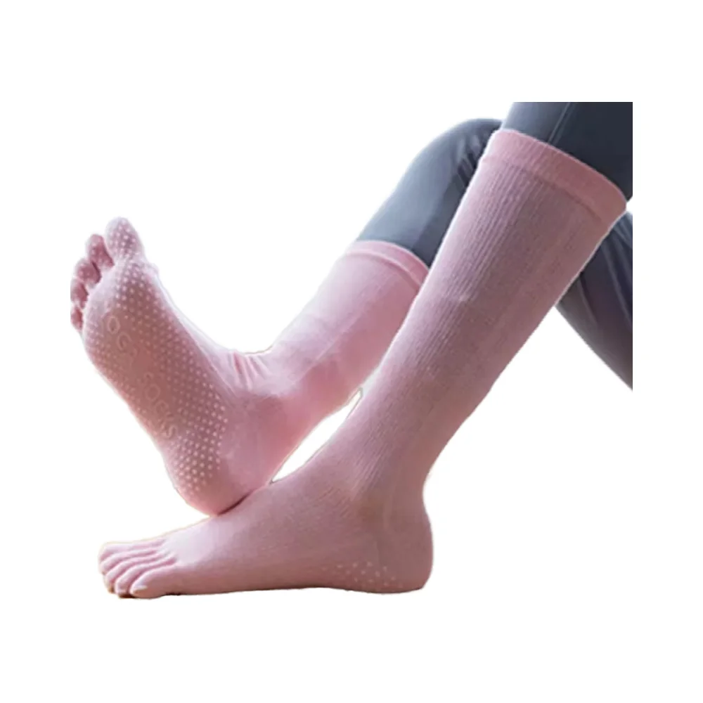 High Quality Customizable Mid-Length Yoga Socks for Women Professional Sports Toe Socks Wholesale Professional Sports Yoga Socks