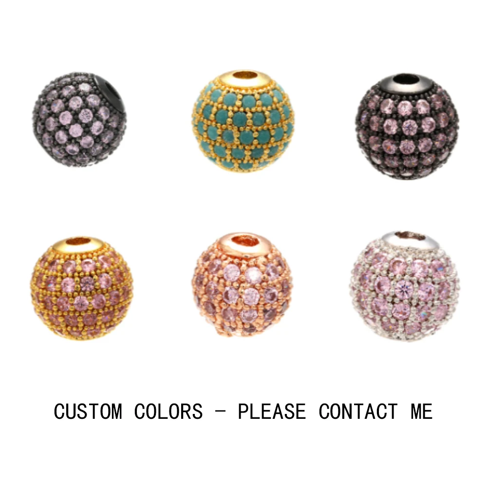 Wholesale DIY 10mm Zircon ball beads do not fade 14k 18k 22k gold pine bead bracelet decorative shim bead bracelet accessories