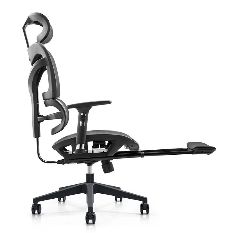 With Excellent Quality Black High Back Office Chair Hydraulic Functional With Footrest Revolving Guest Manager Office Chair