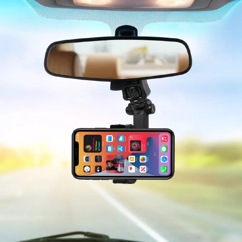 2022 2 In 1 Universal Accessories Rearview Mirror Air Vent Gravity Mount 360 Rotatable Retractable Mobile Cell Car Phone Holder
