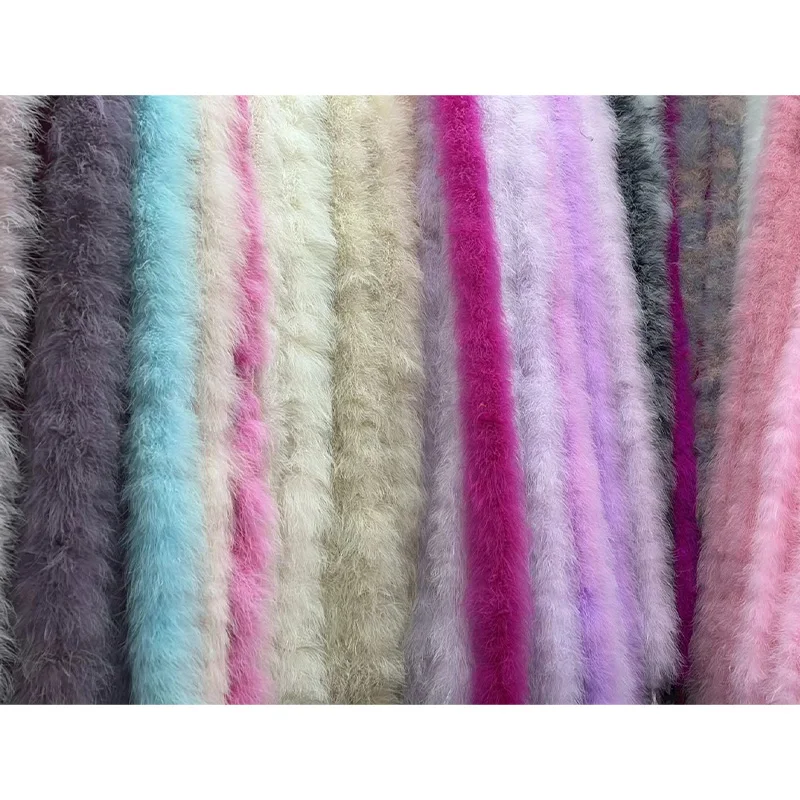Wholesale 2 yards/pcs dyed colorful turkey feather marabu boa feather strip for DIY craft sewing trim home wedding party decor