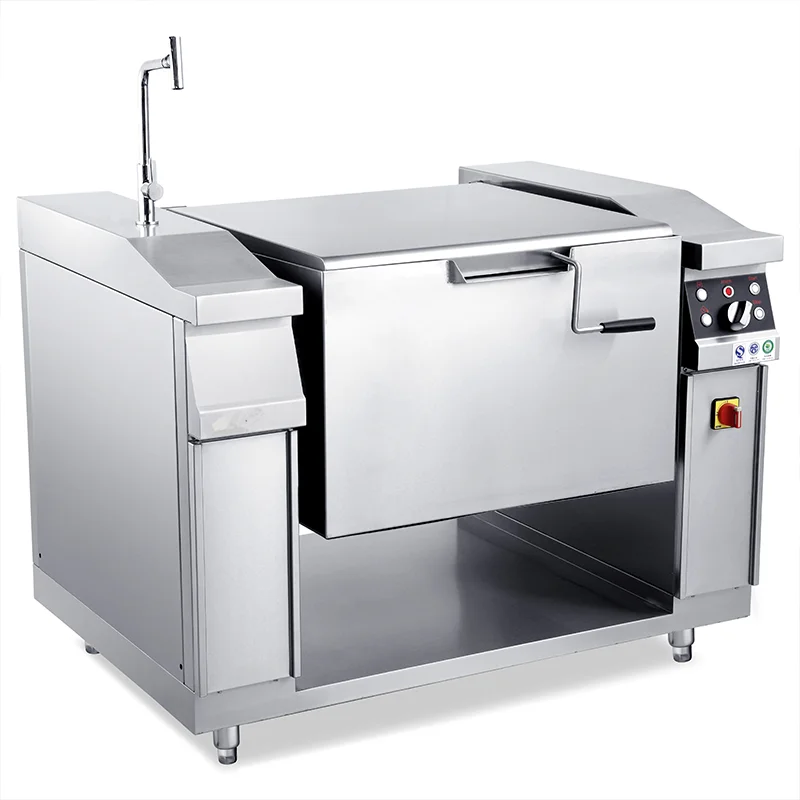 Multi-functional Commercial Kitchen Boiling Pan Tiltable Cooking Pot Tilting Boiling Pan With Stirring Induction Soup Kettle