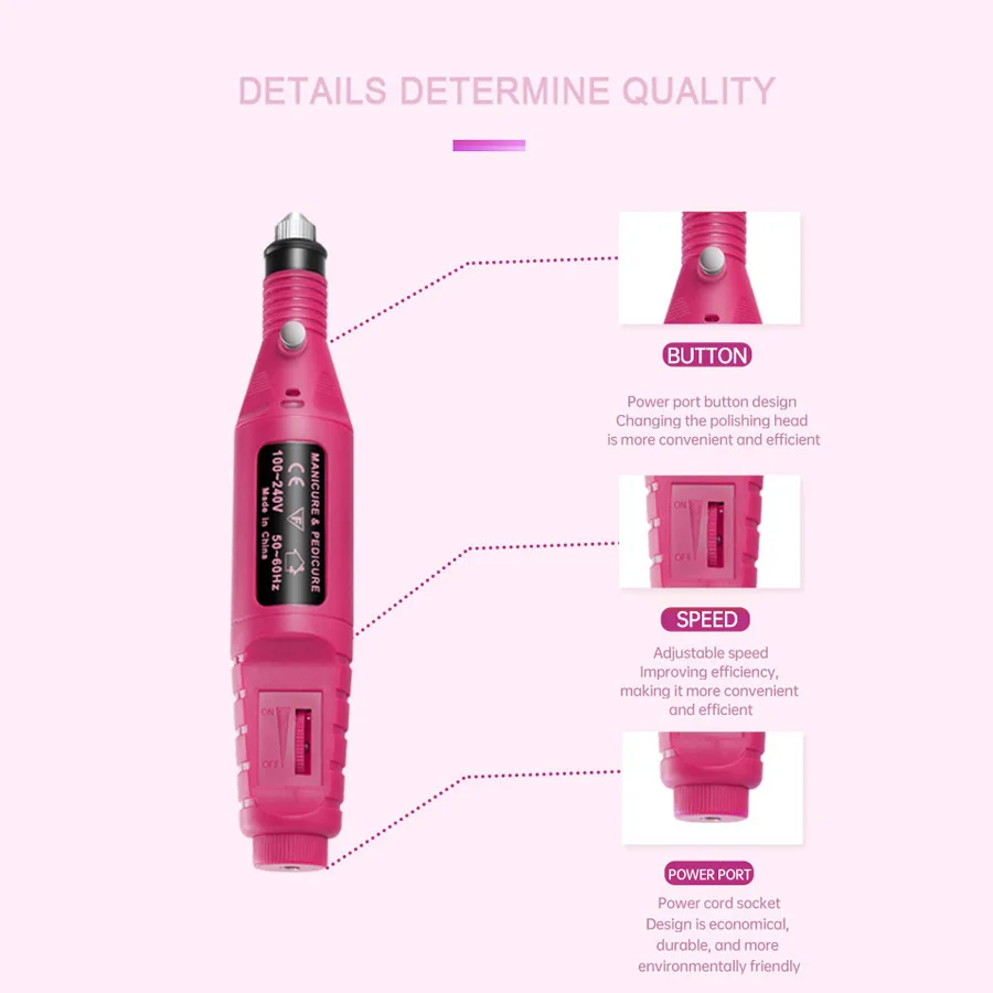 Electric Nail Drill Machine Set Pedicure Grinding Equipment Mill For Manicure Professional Strong Nail Polishing Tool