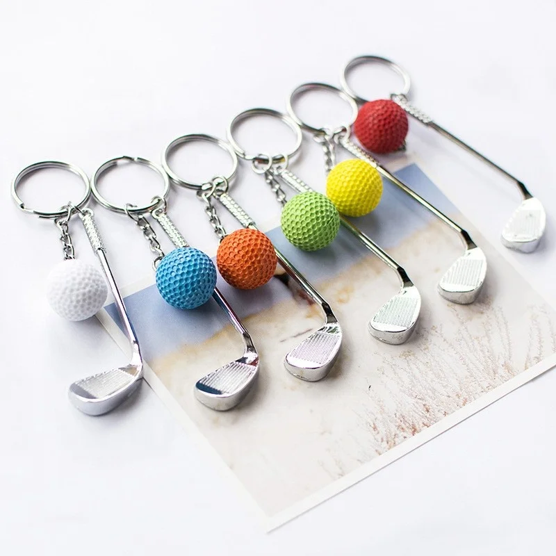 Wholesale 3D  mini Badminton keychain Table tennis racket keychain Golf club keychain