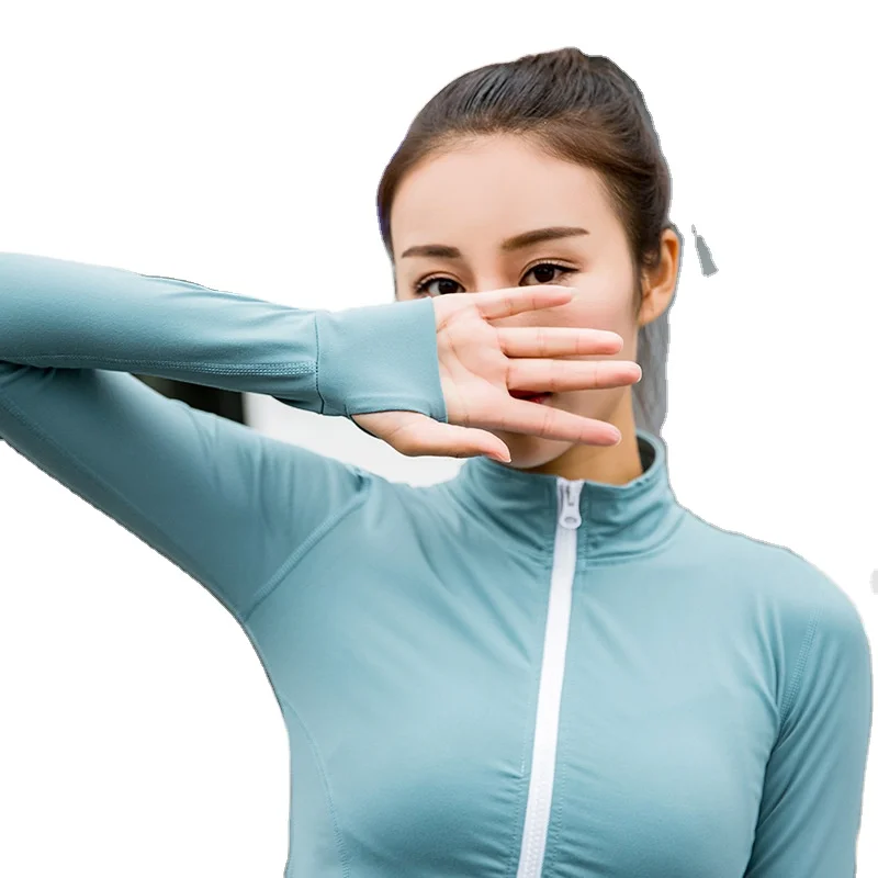 Autumn Sport Jacket Women Long Sleeve Zip Fitness Yoga Shirt Top Workout Gym Activewear Running Coats Training Clothes