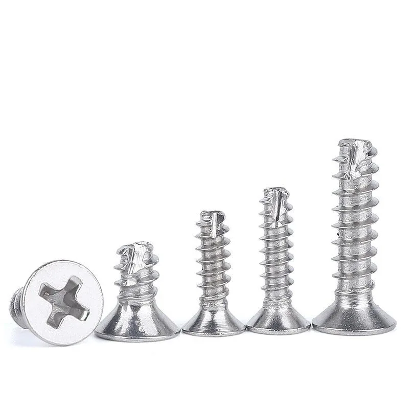 304 stainless steel cross countersunk head flat tail cut self-tapping screw kT slotted M3M4