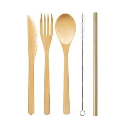Wholesale disposable tableware biodegradable and environmentally friendly natural bamboo cutlery sets