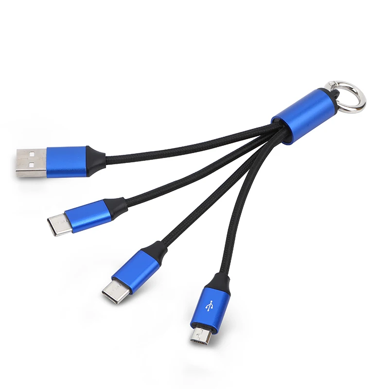 Новый продукт идеи 2024 зарядное устройство 16 см 2A брелок usb 3 в 1 портативное USB кабель для мобильного телефона
