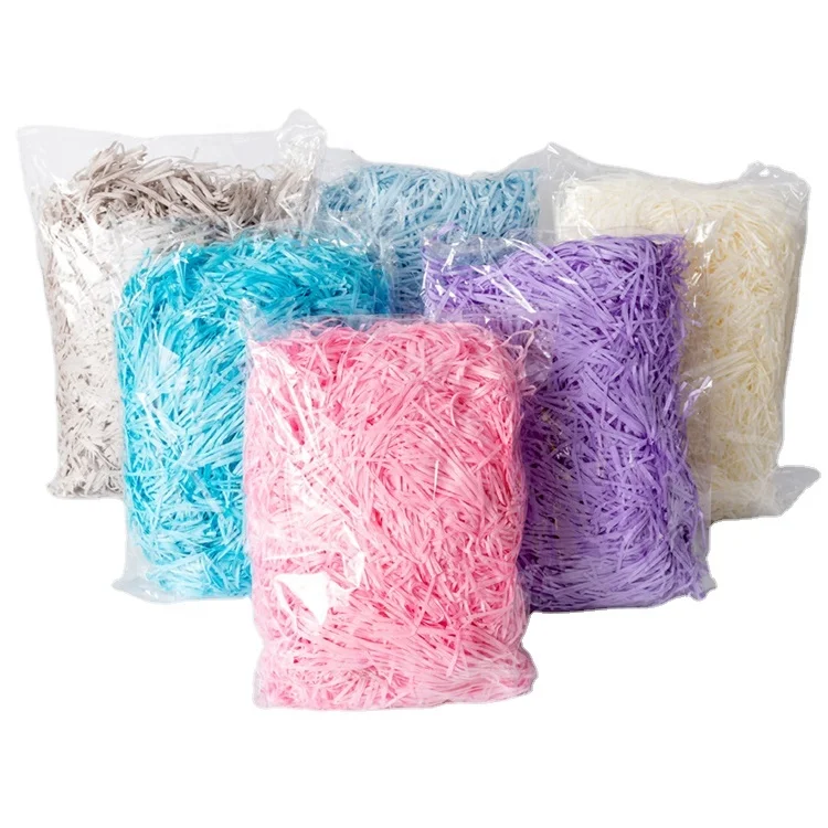 
31 Colors High Quality Decorative White Shredded Paper Filler Raffia Recycle Shredded Paper For Gift Box Filler 