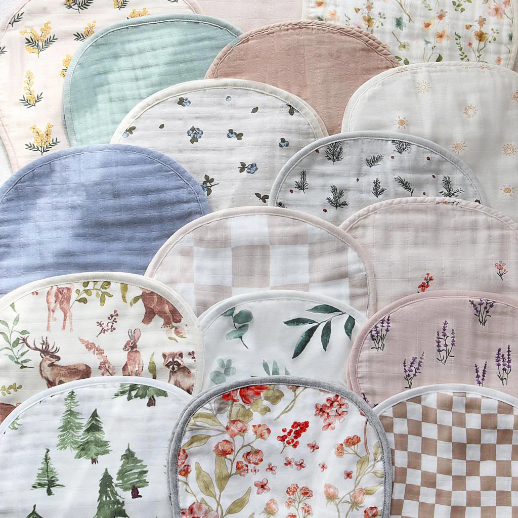 2023 Summer Organic Bamboo Cotton 6 Layers Animal Plain Muslin Burp Cloth  Super Soft for Skin Friendly Baby Bib Cloth