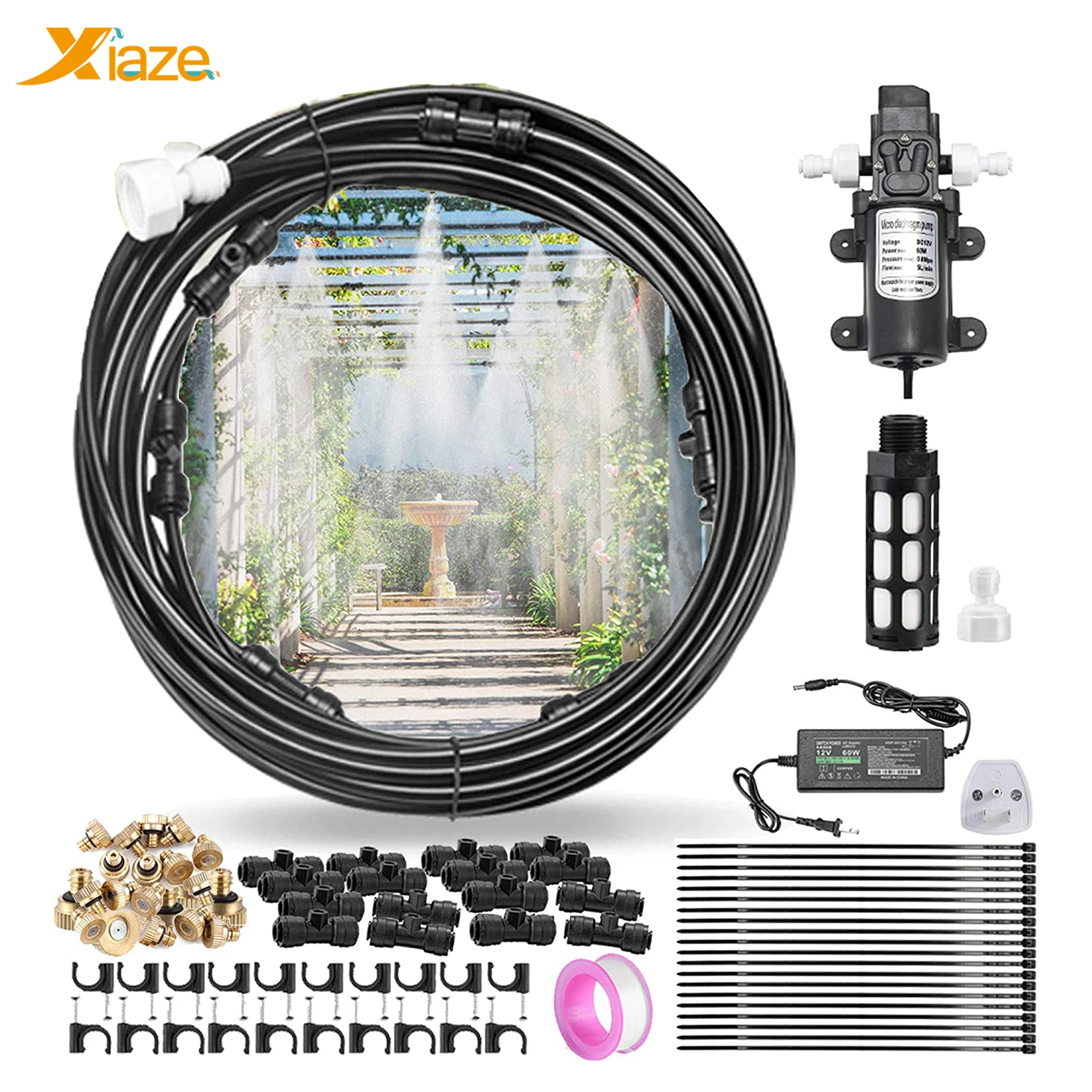 Outdoor Cooling with Pump Misting Line with Filter Misting System for Patio Garden Greenhouse Watering Distribution System