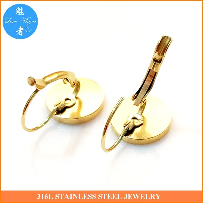 18K Gold Plated Bezel Base Earrings Jewelry Findings and Components Stone Stainless Steel Jewelry Making