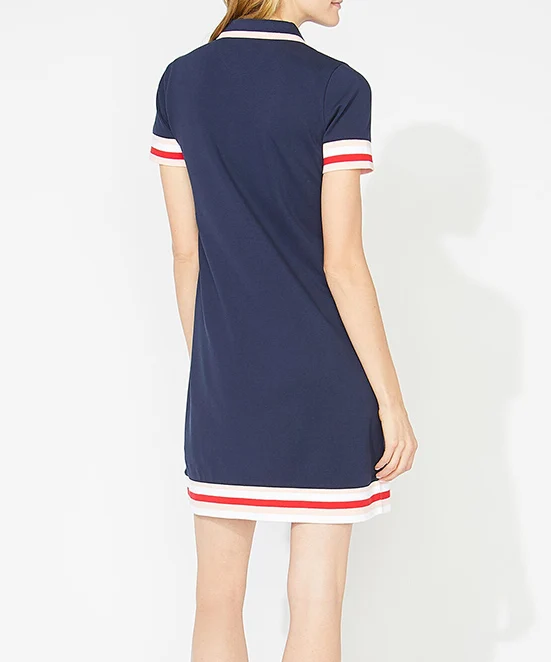 Cheap Price Rainbow Striped Polo Shirt Dress Womens Polo Dress Casual Sports A-line Women Polo Shirt Dress