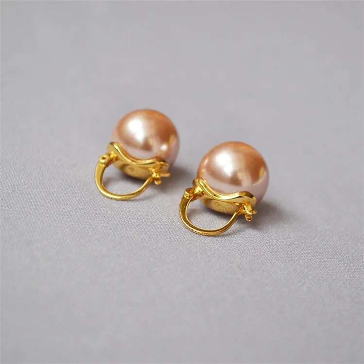 QiCai Korean Simple Style Freshwater Pearl Brass Hoop Pear Earrings For Women