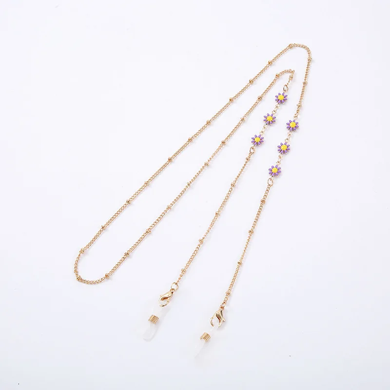 New Sunglass Frames String Strap Metal Eyeglass Retainer Eyewear Holder Fashionable Pearl Flower Metal Glasses Chain for Women