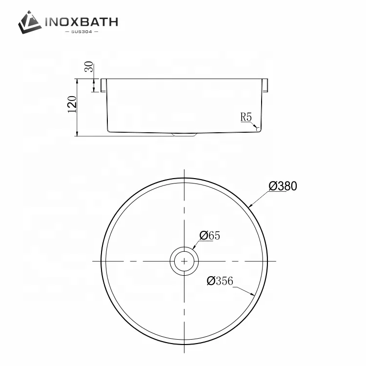 Customized Commercial Bathroom Hand Sink Basin 304 Stainless Steel Counter Top Washing Sink