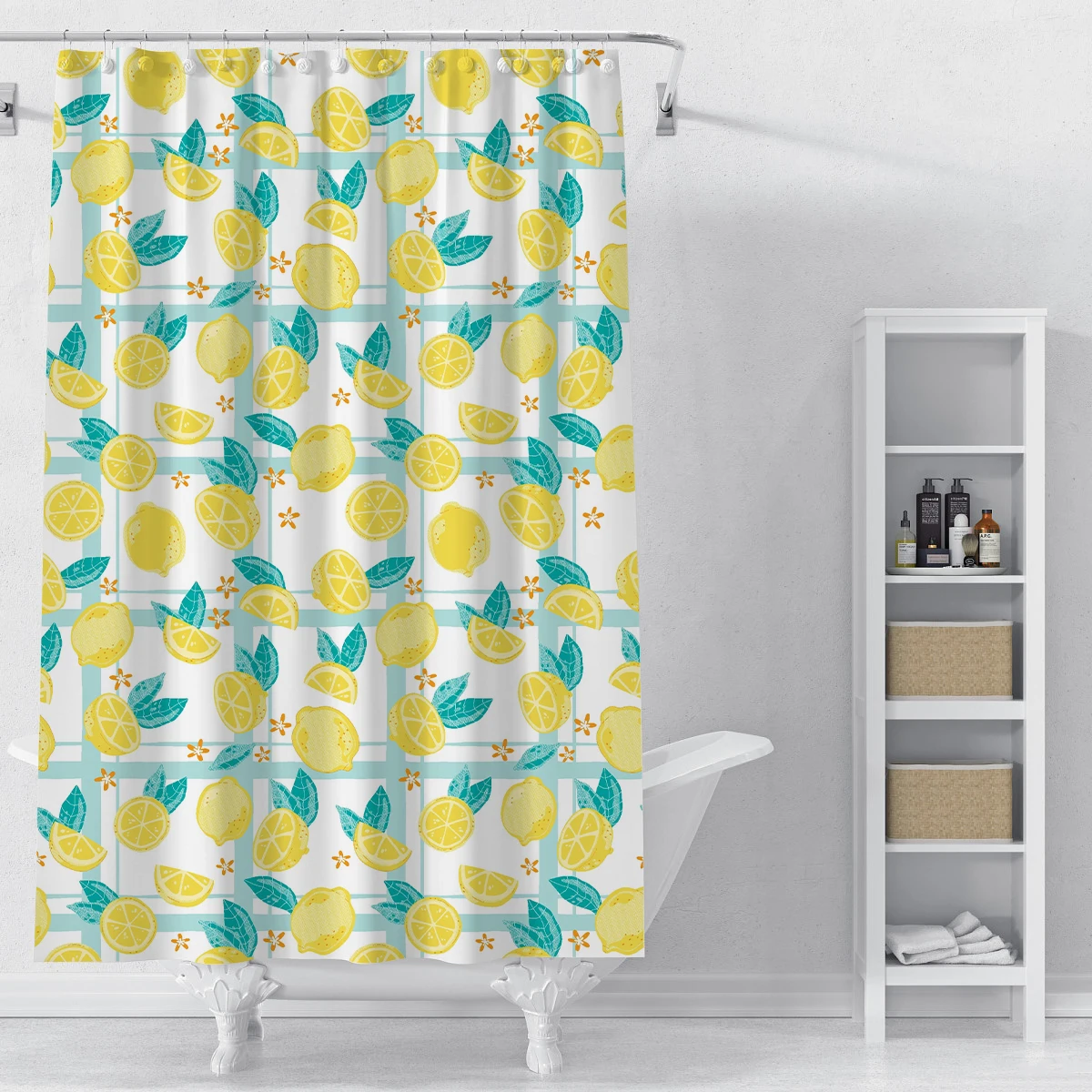 3D digital print lemon picture pattern bathroom shower curtain waterproof shower curtain