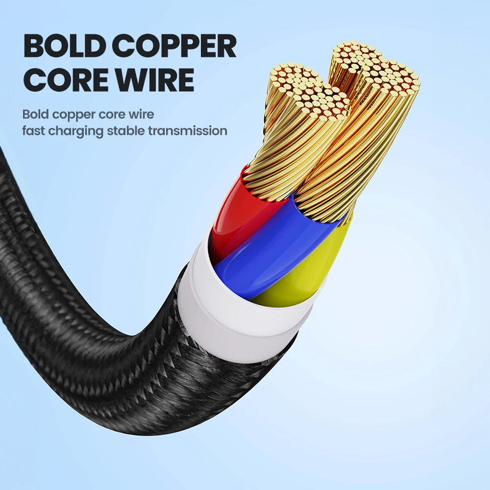 Toocki New Arrival 3in1 6a Usb A To Usb C /Micro/Ip Fast Charger Cable Multifunction Data Cable For Cellphone