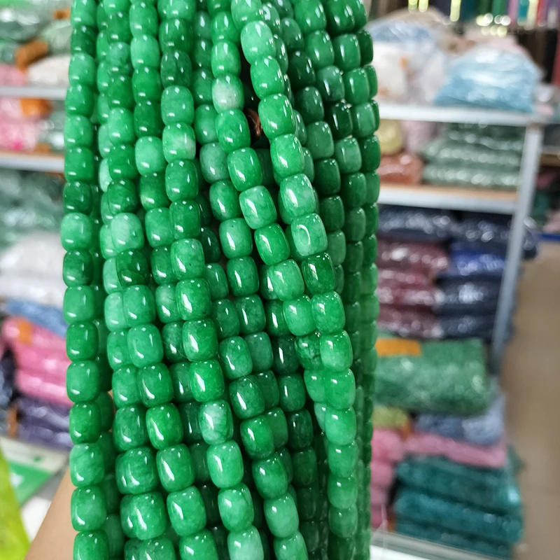 Wholesale 9x11mm Barrel beads Dyed Color Green Natural Agate Barrel Shape Beads Loose Spacer Stone Beads for Jewelry Making