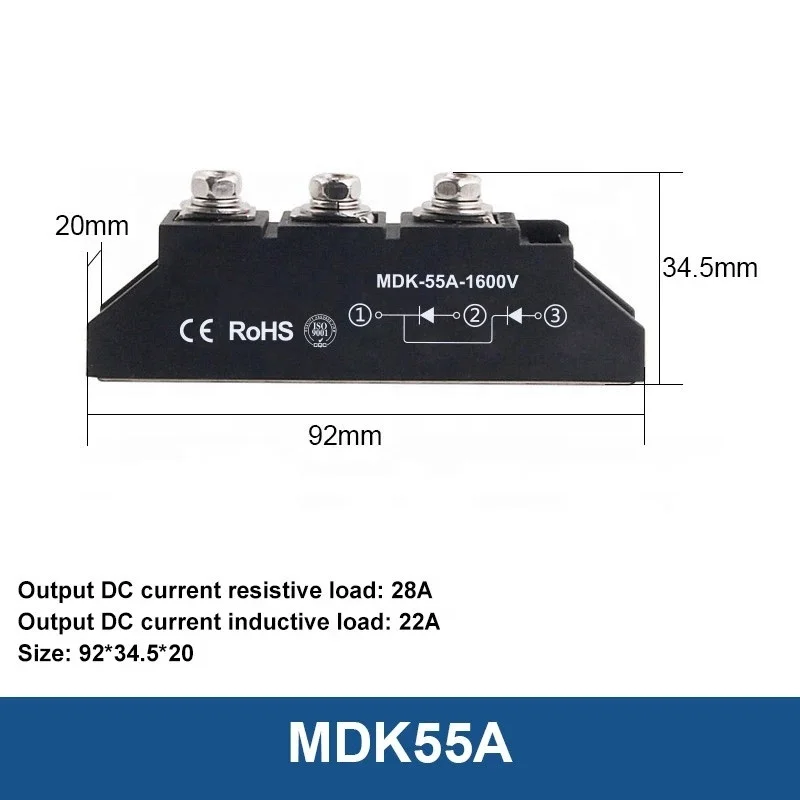Новый двухсторонний анти-обратный диодный модуль MDK 25A 40A 55A 70A 90A 110A солнечный фотогальванический мост Диодная