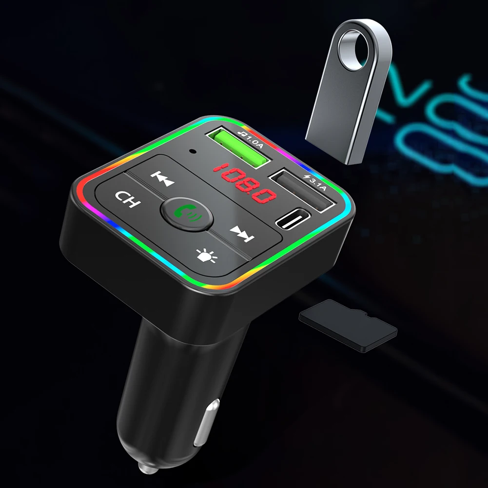 New wireless Car Stereo MP3 player FM transmitter, F2 color LED backlight multifunction FM Car Kit charger