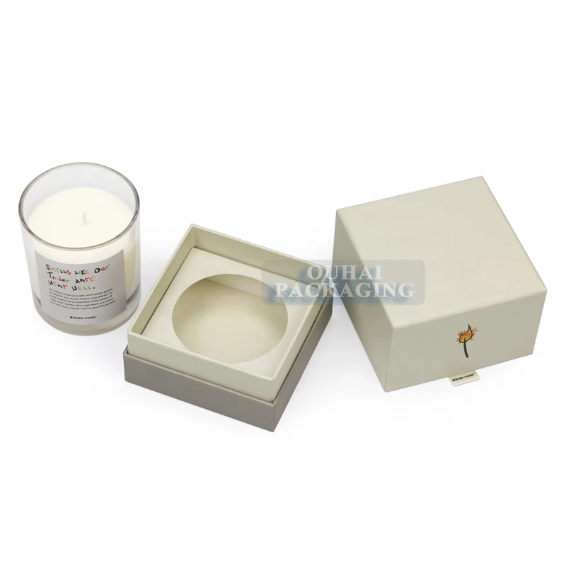 Luxury Candle Jars Package Top Lid and Base Paper Boxes One-Stop Custom Cardboard Packaging with Sponge Insert