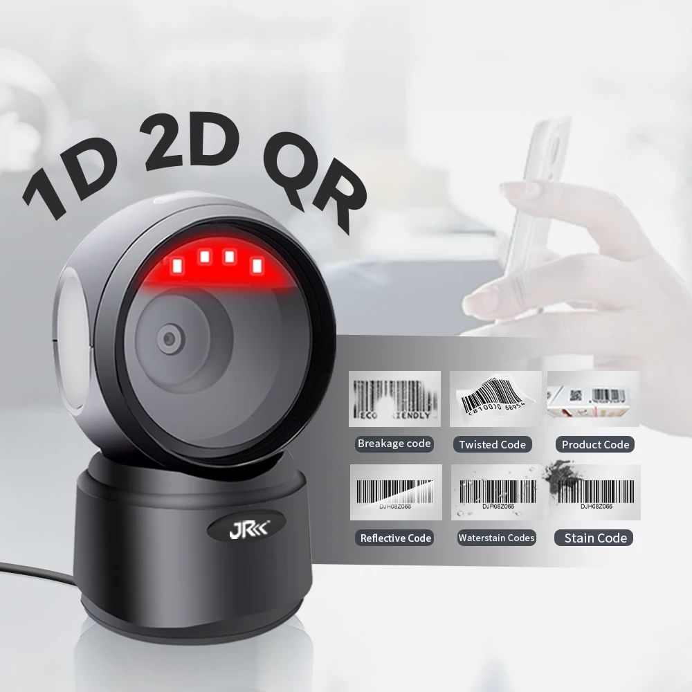 JR 2024 T27H Express Logistics QR Desktop Scanner QuickReading 1D 2D Barcode Hot Selling cashRegister POS