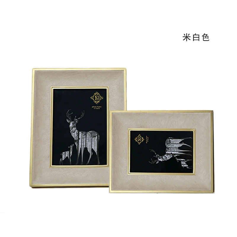 Modern light luxury simple leather photo frame decoration Living room bedroom model room decoration table 6/7 inch photo frame