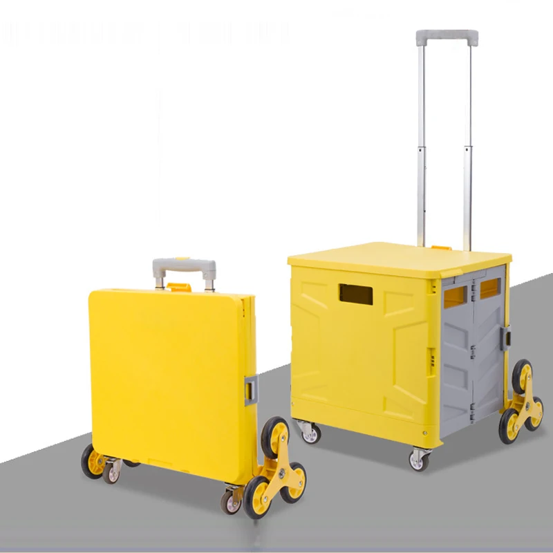 Wholesale Mini Small Foldable Portable Supermarket Plastic Wheeled Folding Shopping Trolley Cart (1600423614187)