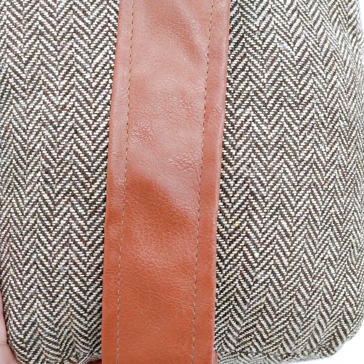 Creative products brown herringbone fabric square bag door stopper with handle sand filled cube door stop