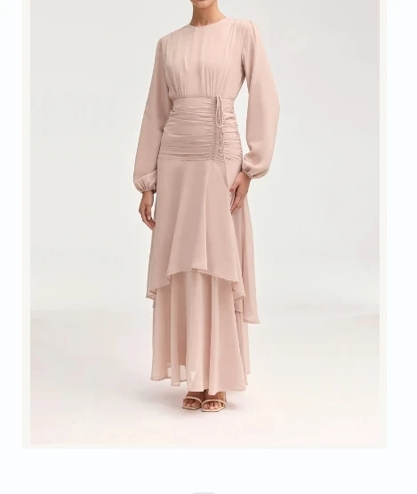 2024 Side Crinkle Maxi Dress Elegant Women Dress Women Wedding Muslim